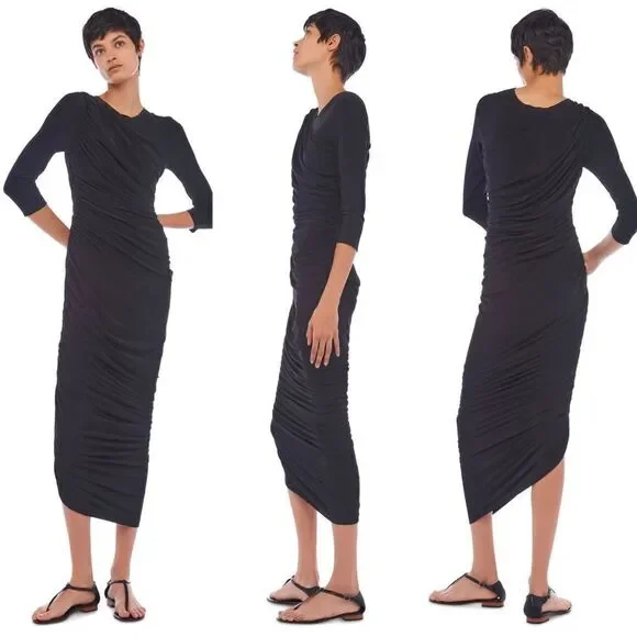 Norma kamali long sleeve diana dress to knee black Small - Picture 4 of 8